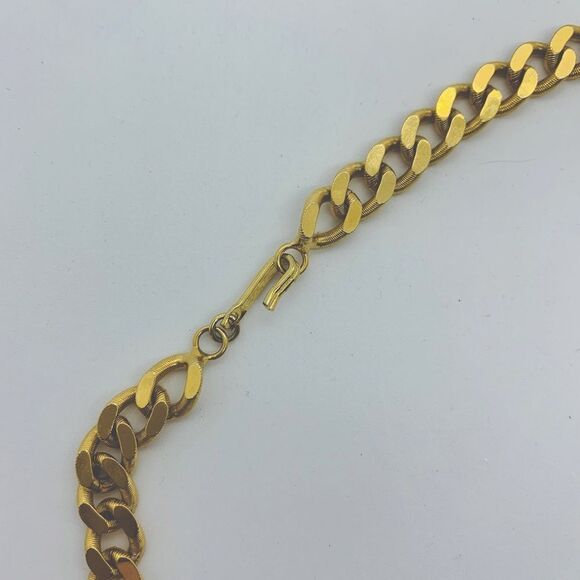 Vintage Art Deco Enamel Geometric Curb Chain Necklace 80s - Picture 3 of 11